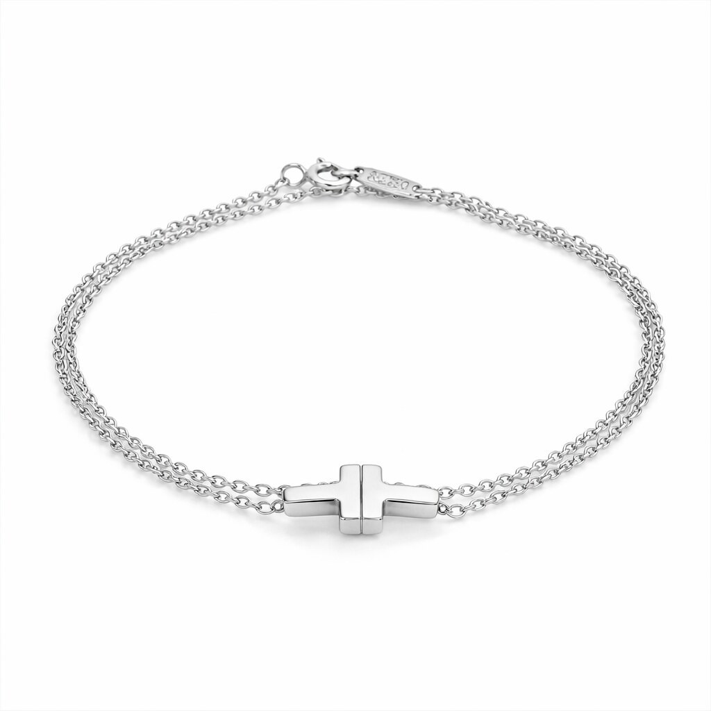 Tiffany T Double Chain Bracelet White Gold AU750