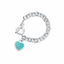 "Return to Tiffany" Blue Heart Tag Toggle Link Lifesaver Bracelet