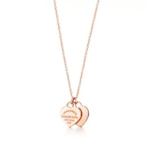 Return to Tiffany Mini Double Heart Tag Pendant in Rose Gold 