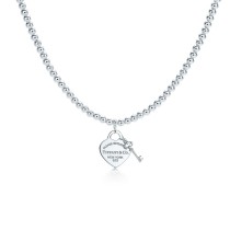 "Return to Tiffany" Heart Tag Bead with Key Pendant Medium on a 18" Chain