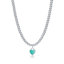 Return to Tiffany Mini Blue Heart Tag Bead Necklace