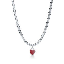 Return to Tiffany Mini Red Heart Tag Bead Necklace