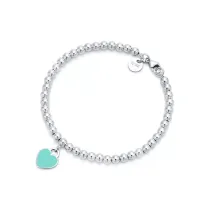 Return to Tiffany Blue Mini Heart Tag Bead Bracelet 7.5"