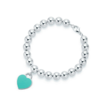  "Return to Tiffany" Blue Heart Tag Bracelet in Silver, 8 mm