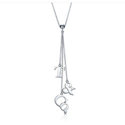 Tiffany T & Co. Letters Lariat Pendant On a 16