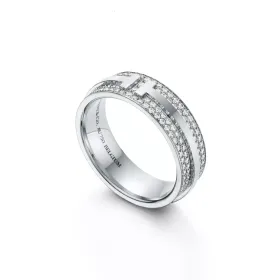 Tiffany T Wide Pavé Diamond Ring in White Gold 