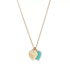 Return to Tiffany™ Mini Double Blue Heart Tag Pendant in Yellow Gold