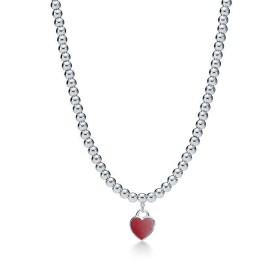 Return to Tiffany Mini Red Heart Tag Bead Necklace