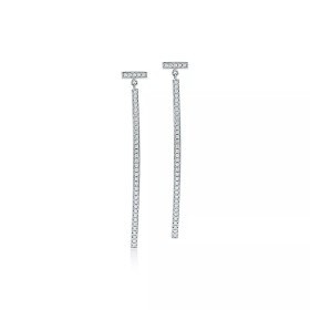 Tiffany T Diamond Bar Earrings Sterling Silver