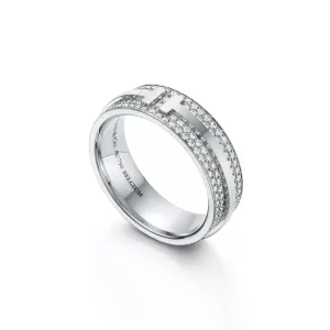 Tiffany T Wide Pavé Diamond Ring in White Gold 
