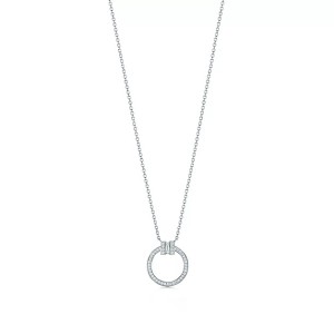 Tiffany T Diamond Pendant in White Gold with a Baguette Diamond