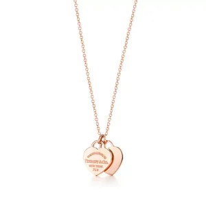 Return to Tiffany Mini Double Heart Tag Pendant in Rose Gold 