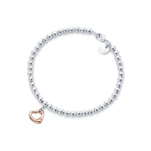 Elsa Peretti® Rosegold Open Heart Bead Bracelet 8" 
