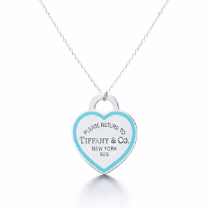 iffany & Co Return to Tiffany Blue Enamel Outline Heart Tag Pendant 