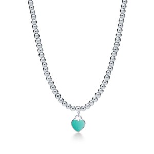 Return to Tiffany Mini Blue Heart Tag Bead Necklace