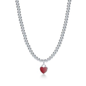 Return to Tiffany Mini Red Heart Tag Bead Necklace