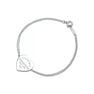 Return to Tiffany™ Heart Tag Double Chain Bracelet in Silver