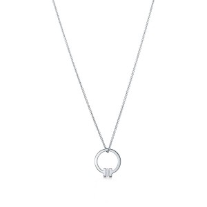 Tiffany T Pendant with a Baguette Diamond on a 18" Chain