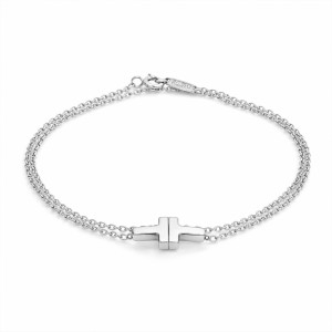 Tiffany T Double Chain Bracelet White Gold AU750