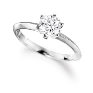 Engagement Ring 1 Ct. Solitaire Ring Platinum Clad