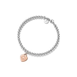 Return to Tiffany Rose Gold Mini Heart Tag Bead Bracelet 7.5